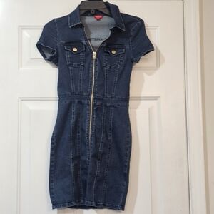 Guess By Los Angeles Denim Zip-Front Dress Size XS {Bx21}